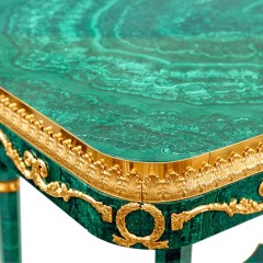 Большой стол обеденный «Малахит» из натурального камня для стильного интерьера