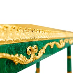 Большой стол обеденный «Малахит» из натурального камня для стильного интерьера