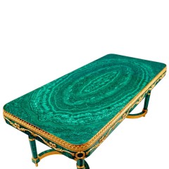 Большой стол обеденный «Малахит» из натурального камня для стильного интерьера