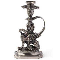 Бронзовый подсвечник «Лев» (серебрение)