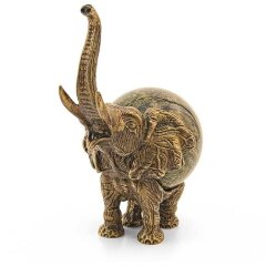 Бронзовая фигурка «Слон» с шаром из змеевика