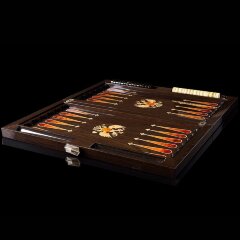 Подарочные нарды «Россия» из морёного дуба и янтаря