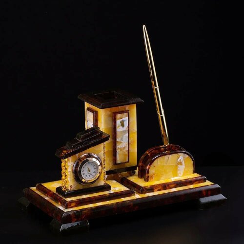 Настольный органайзер из янтаря «ELEGANT» для рабочего стола