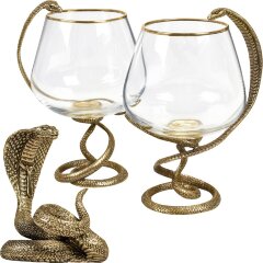 Подарочный набор бокалов для коньяка «Змея кобра» и статуэтка — символ года 2025