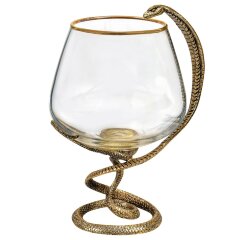 Подарочный набор бокалов для коньяка «Змея кобра» и статуэтка — символ года 2025