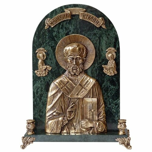 Бронзовый подсвечник на камне «Николай Чудотворец»