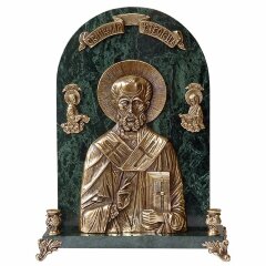 Бронзовый подсвечник на камне «Николай Чудотворец»