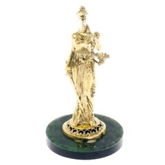 Позолоченная статуэтка «Фемида» на камне нефрит в подарок юристу