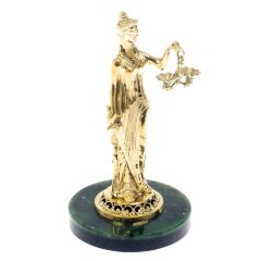 Позолоченная статуэтка «Фемида» на камне нефрит в подарок юристу