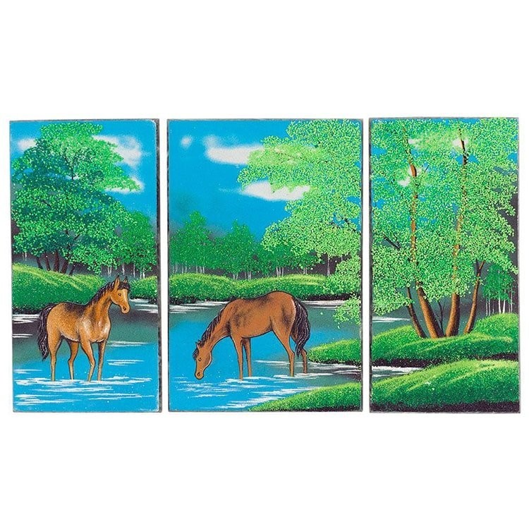Модульная картина «Лошади на водопое»