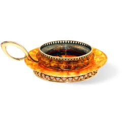 Серебряный подсвечник «Солнышко» из янтаря
