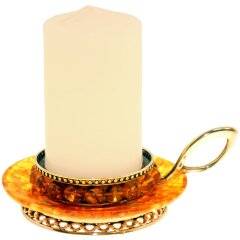 Серебряный подсвечник «Солнышко» из янтаря
