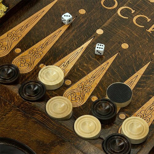 Резной ломберный стол для игры в нарды «Россия»