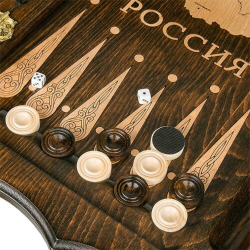 Резной ломберный стол для игры в нарды «Россия»