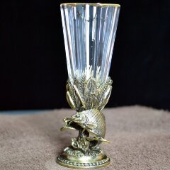 Хрустальная рюмка лафитник «Карп» из бронзы