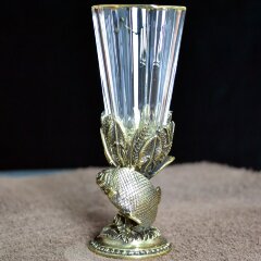 Хрустальная рюмка лафитник «Карп» из бронзы