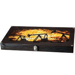 Подарочные нарды «Нефть» из морёного дуба и янтаря