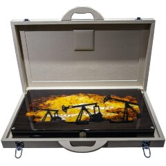 Подарочные нарды «Нефть» из морёного дуба и янтаря