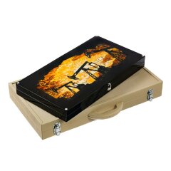 Подарочные нарды «Нефть» из морёного дуба и янтаря