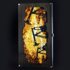 Подарочные нарды «Нефть» из морёного дуба и янтаря