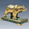 Позолоченная статуэтка «Медведь» на малахите в подарок мужчине охотнику