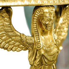 Круглый малахитовый стол «Антик» из натурального камня для интерьера дома