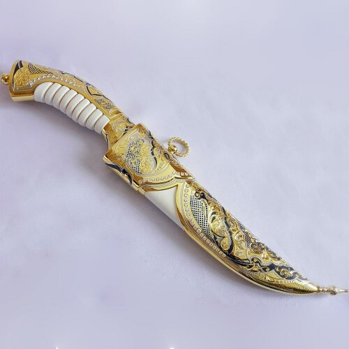 Коллекционный нож «Султан» с белой рукоятью в позолоченных ножнах