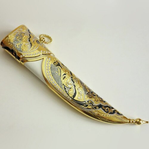 Коллекционный нож «Султан» с белой рукоятью в позолоченных ножнах