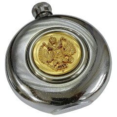 Никелированная фляжка для алкоголя «Гербовая»