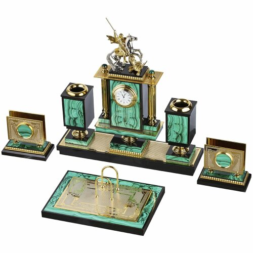 Настольный набор «Георгий Победоносец» (малахит)