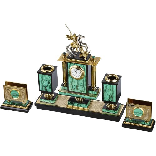 Настольный набор «Георгий Победоносец» (малахит)