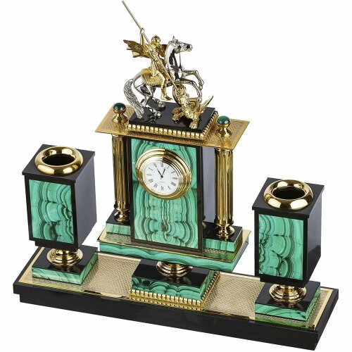 Настольный набор «Георгий Победоносец» (малахит)