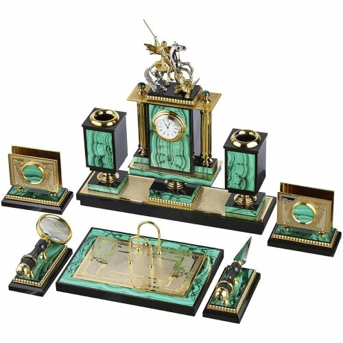 Настольный набор «Георгий Победоносец» (малахит)