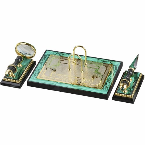 Настольный набор «Георгий Победоносец» (малахит)