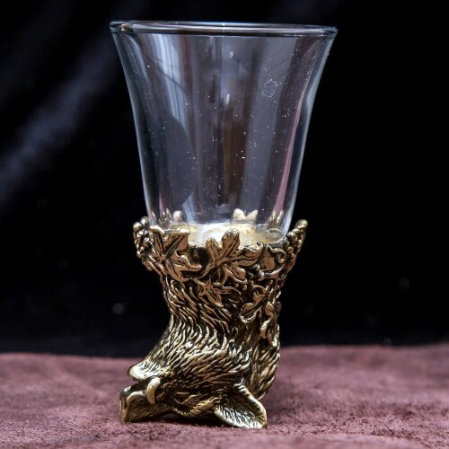 Подарочная рюмка перевёртыш «Кабан» из бронзы