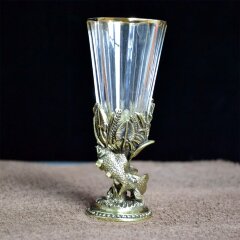 Хрустальная рюмка лафитник «Карась» из бронзы