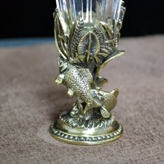 Хрустальная рюмка лафитник «Карась» из бронзы