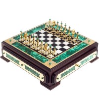 Подарочные шахматы «Царский малахит» с шашками