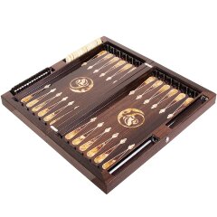 Подарочные нарды «Тигр» из морёного дуба с инкрустацией янтарём