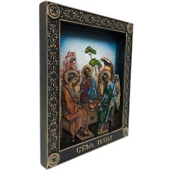 Большая резная икона «Святая Троица» с кристаллами Swarovski