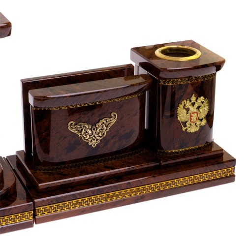 Письменный набор «Королевский» из камня обсидиан