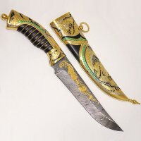 Большой позолоченный нож «Султан» с клинком из дамасской стали