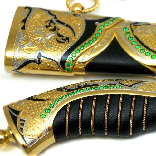 Большой позолоченный нож «Султан» с клинком из дамасской стали