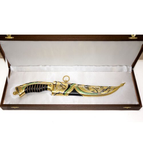 Большой позолоченный нож «Султан» с клинком из дамасской стали