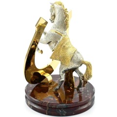 Сувенирная подкова с лошадью «На удачу» на яшме в подарок подруге