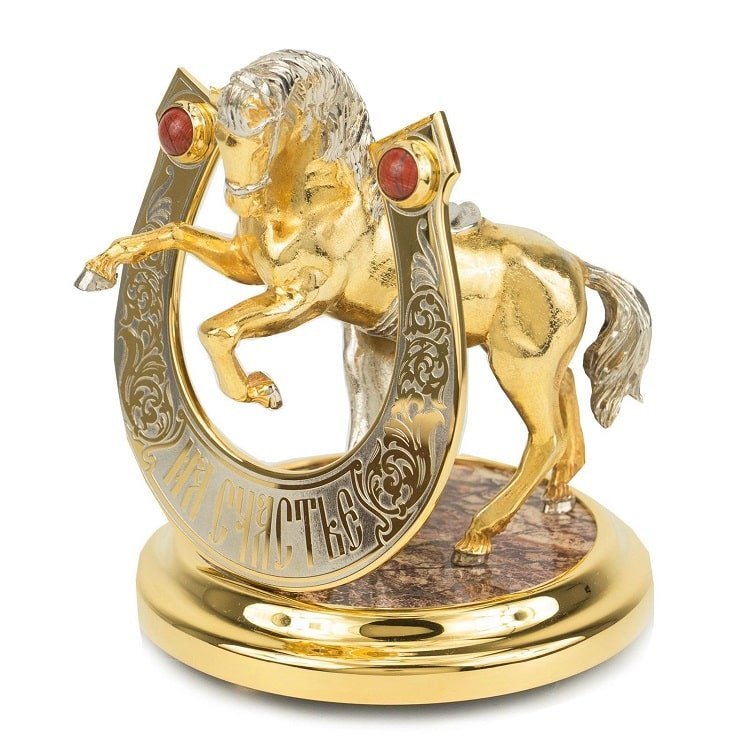 Сувенирная статуэтка «Лошадь и подкова» (яшма)