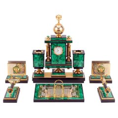 Настольный набор органайзер «Держава» из камня малахит