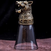 Подарочная рюмка перевёртыш «Весёлый волк» из бронзы