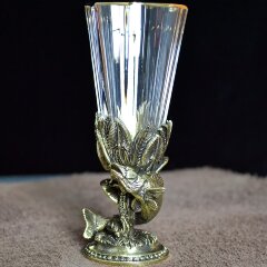 Хрустальная рюмка лафитник «Судак» из бронзы