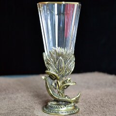 Хрустальная рюмка лафитник «Судак» из бронзы